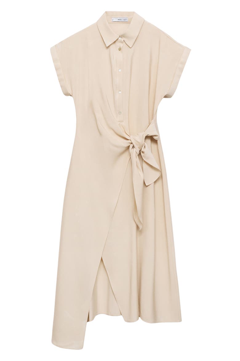 Short Sleeve Wrap Shirtdress, Alternate, color, BEIGE