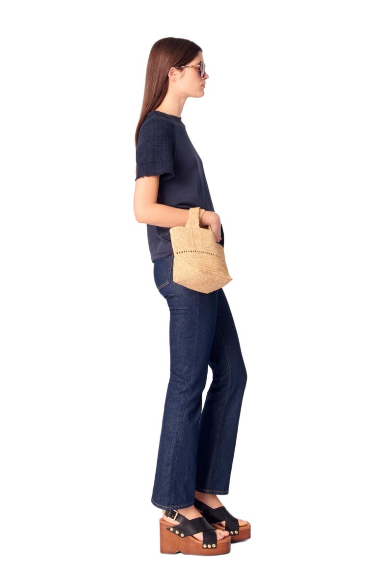 maje Tweed-sleeved T-shirt, Alternate, color, 