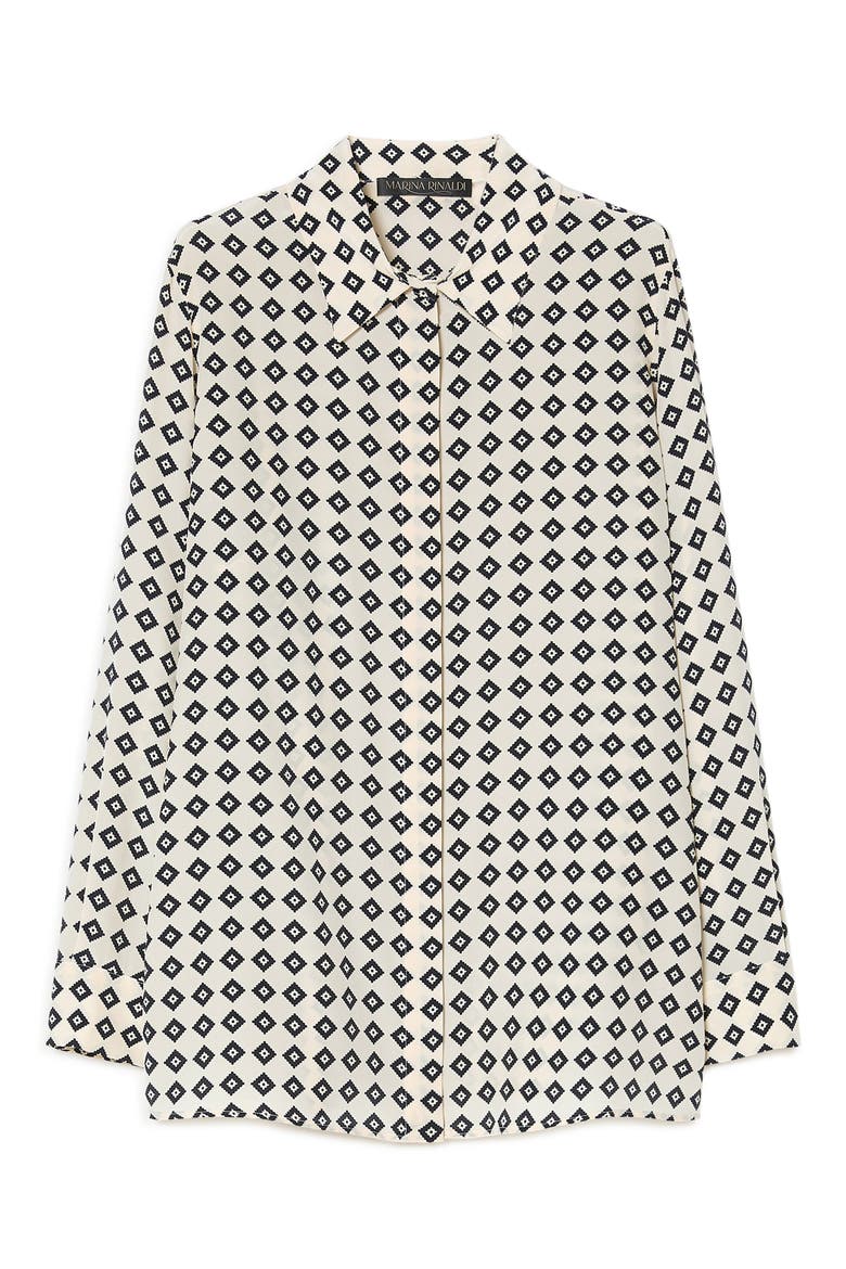 Lusso Silk Button-Up Shirt, Alternate, color, IVORY