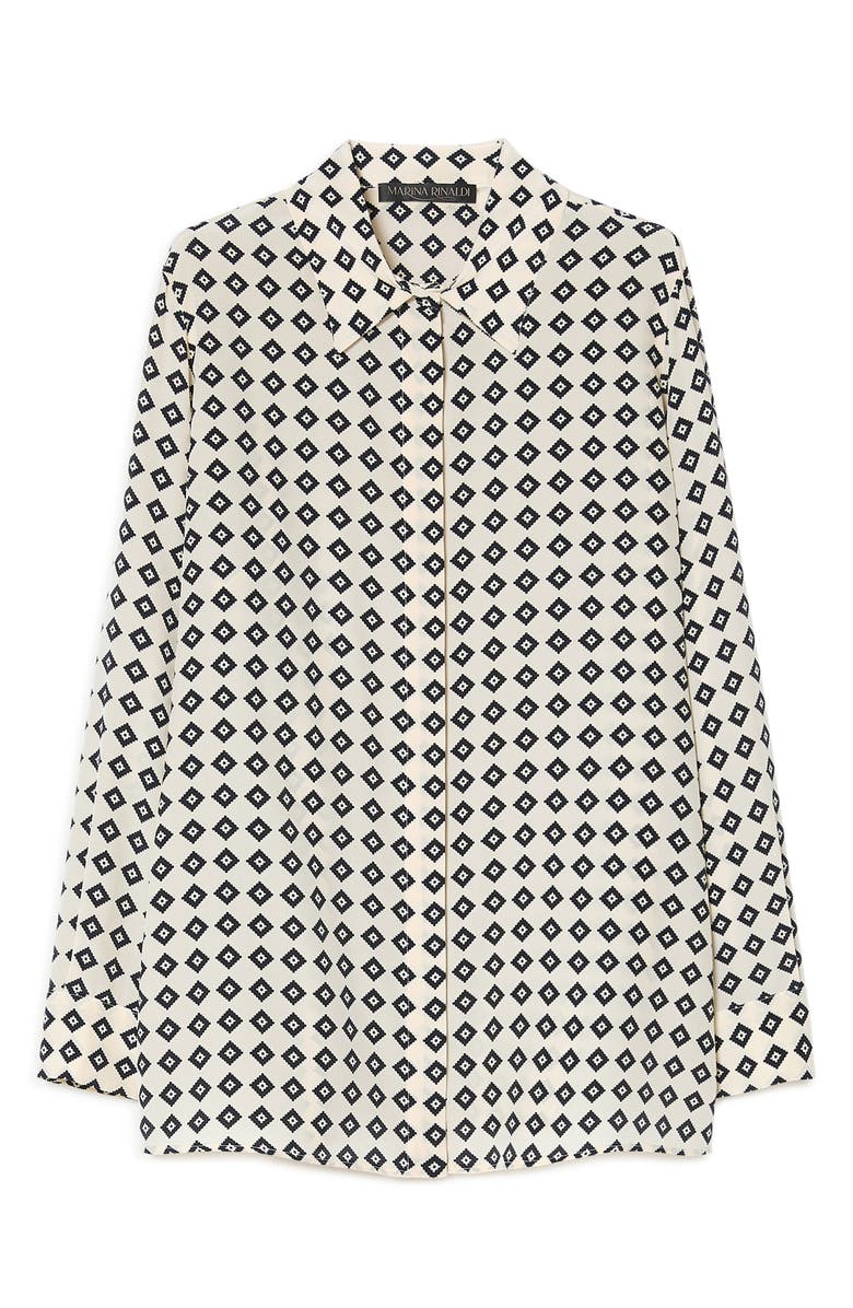 Marina Rinaldi Lusso Silk Button-Up Shirt, Alternate, color, Ivory