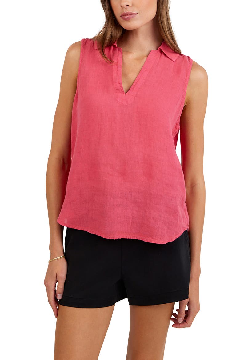 Sleeveless Linen Top, Main, color, SPICED HIBISCUS