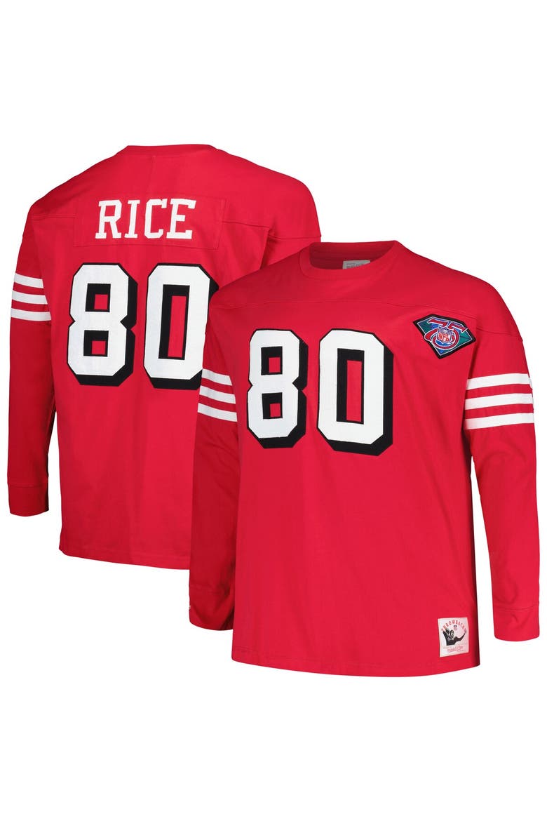 Men's Mitchell & Ness Jerry Rice Scarlet San Francisco 49ers Big & Tall Cut & Sew Player Name & Number Long Sleeve T-Shirt, Alternate, color, Scarlet