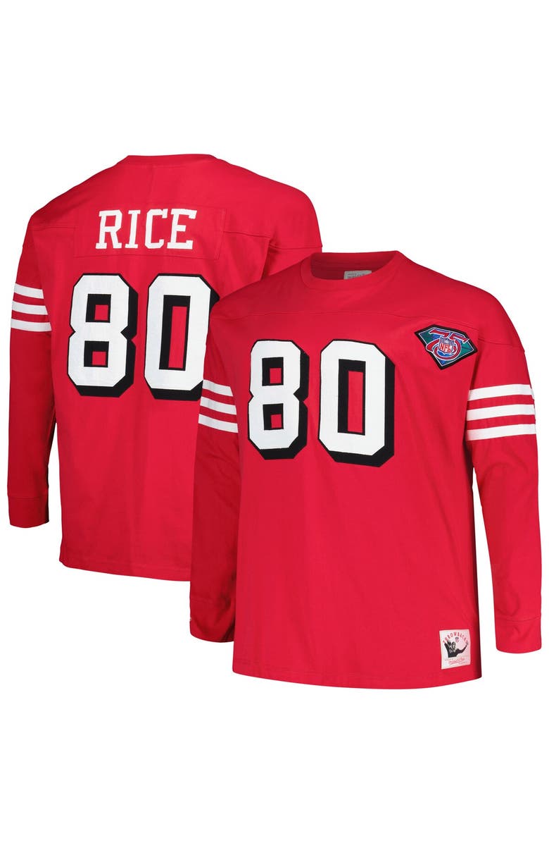 Mitchell & Ness Men's Mitchell & Ness Jerry Rice Scarlet San Francisco 49ers Big & Tall Cut & Sew Player Name & Number Long Sleeve T-Shirt, Alternate, color, Scarlet