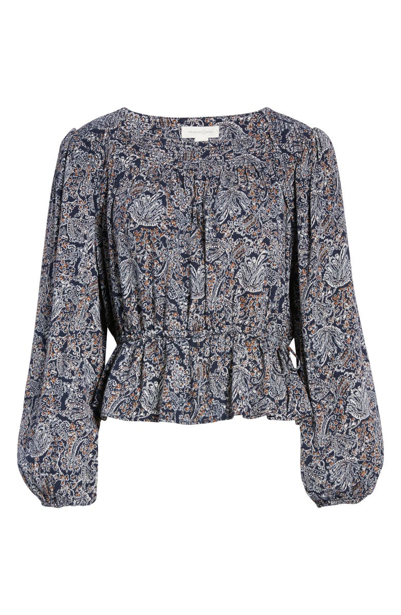 Treasure & Bond Long Sleeve Peplum Top, Alternate, color, Navy Antique Floral