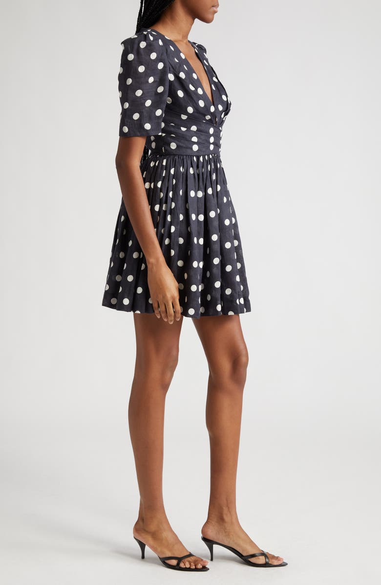Zimmermann Polka Dot Pleated Linen Minidress, Alternate, color,