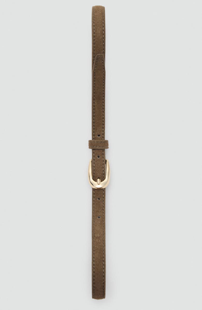 MANGO Thin Suede Belt, Alternate, color, Khaki Green