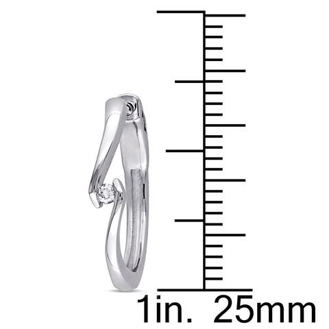 Spiral Channel Set Diamond Hoop Earrings 10k