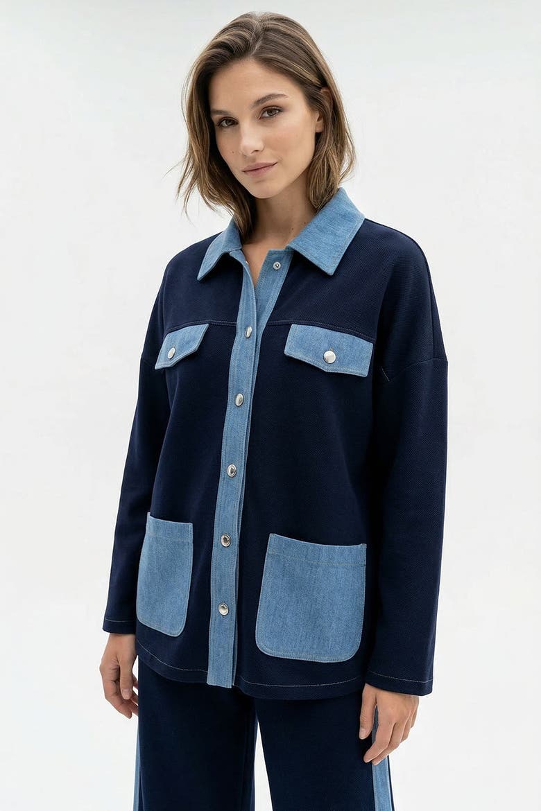 Makena Long Sleeve Pocket Knit Jacket, Alternate, color, Navy Blue