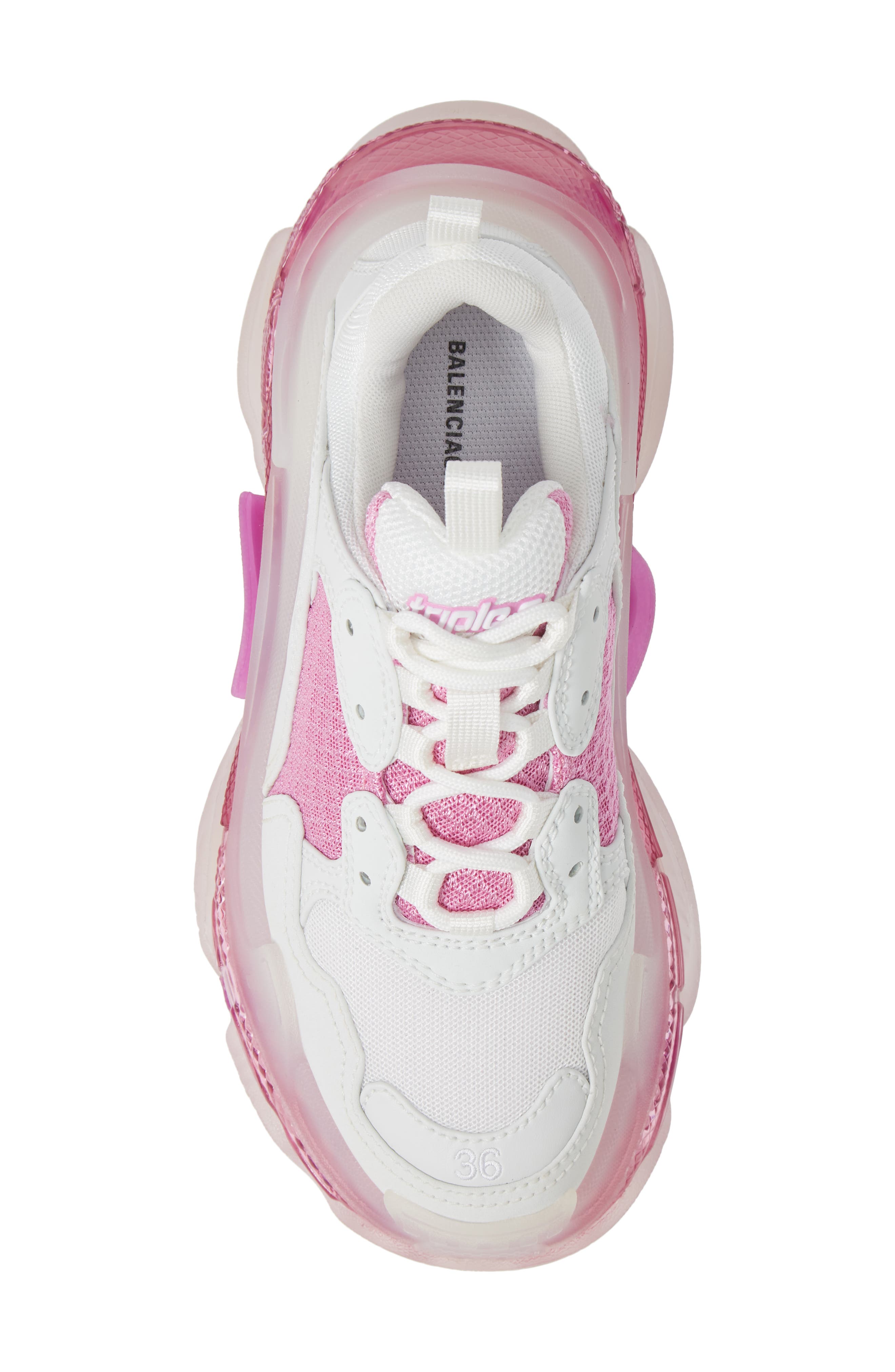 Triple S Low Top Sneaker, Alternate, color, PINK/ WHITE