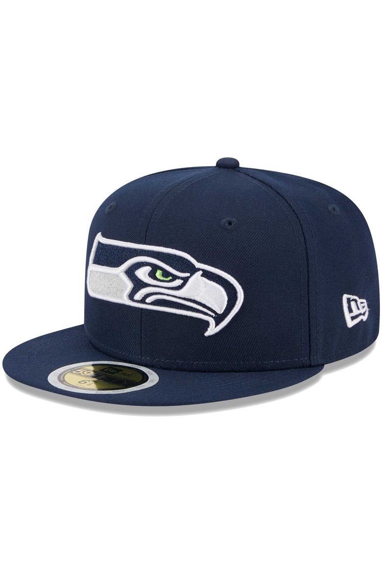 Youth New Era College Navy Seattle Seahawks Main 59FIFTY Fitted Hat, Main, color, Navy