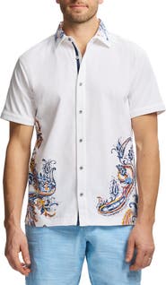 Robert Graham Paisley Short Sleeve Cotton Button-Up Shirt