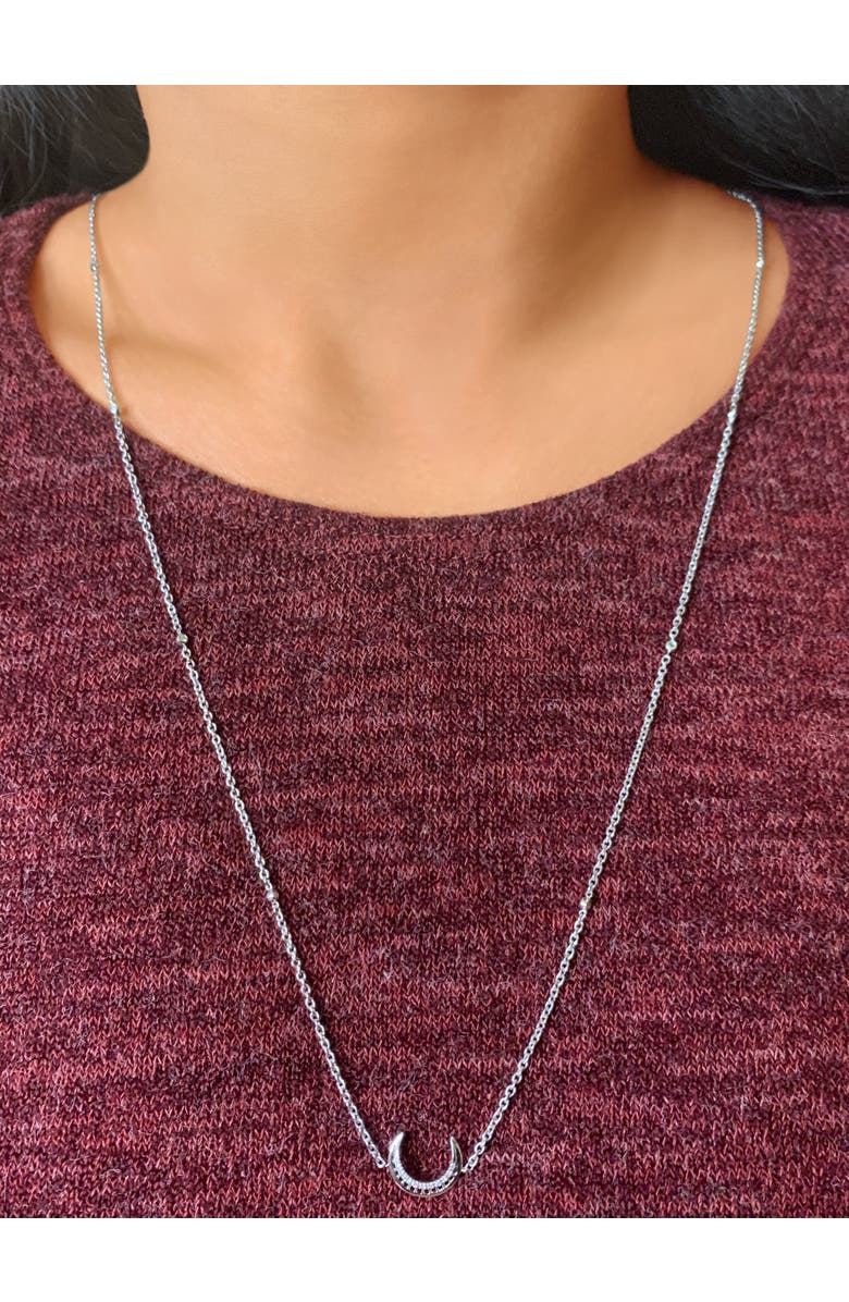 LuvMyJewelry Midnight Crescent Layered Sterling Silver Diamond Necklace, Alternate, color, 