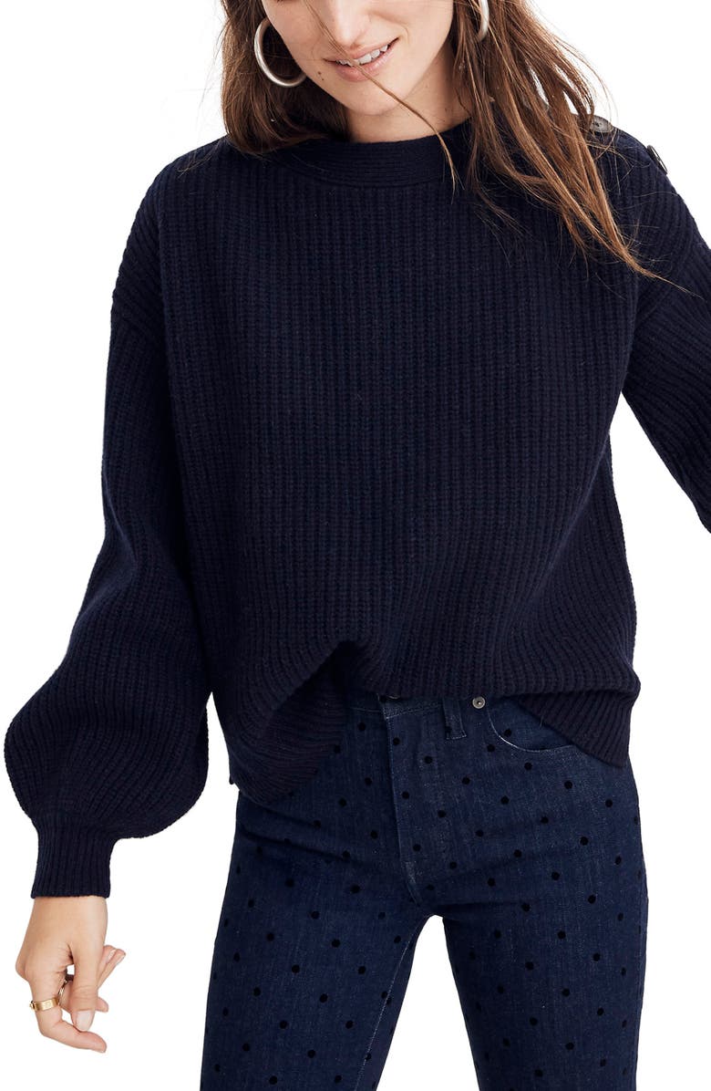 Madewell Boat Neck Button Shoulder Sweater, Main, color, 