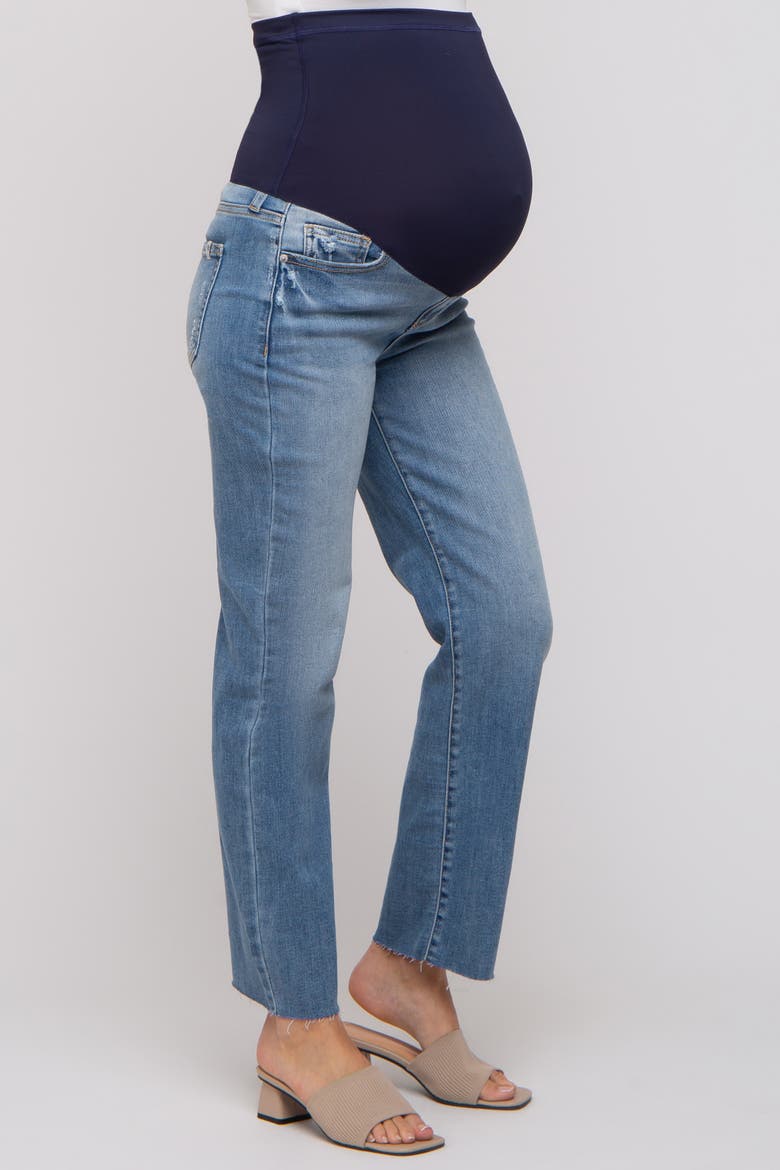Raw Hem Straight Maternity Jeans, Alternate, color, Light Blue
