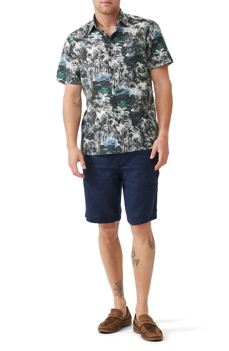 Rodd & Gunn Dakota Street Tropical Print Short Sleeve Lyocell & Cotton Button-Up Shirt, Alternate, color,