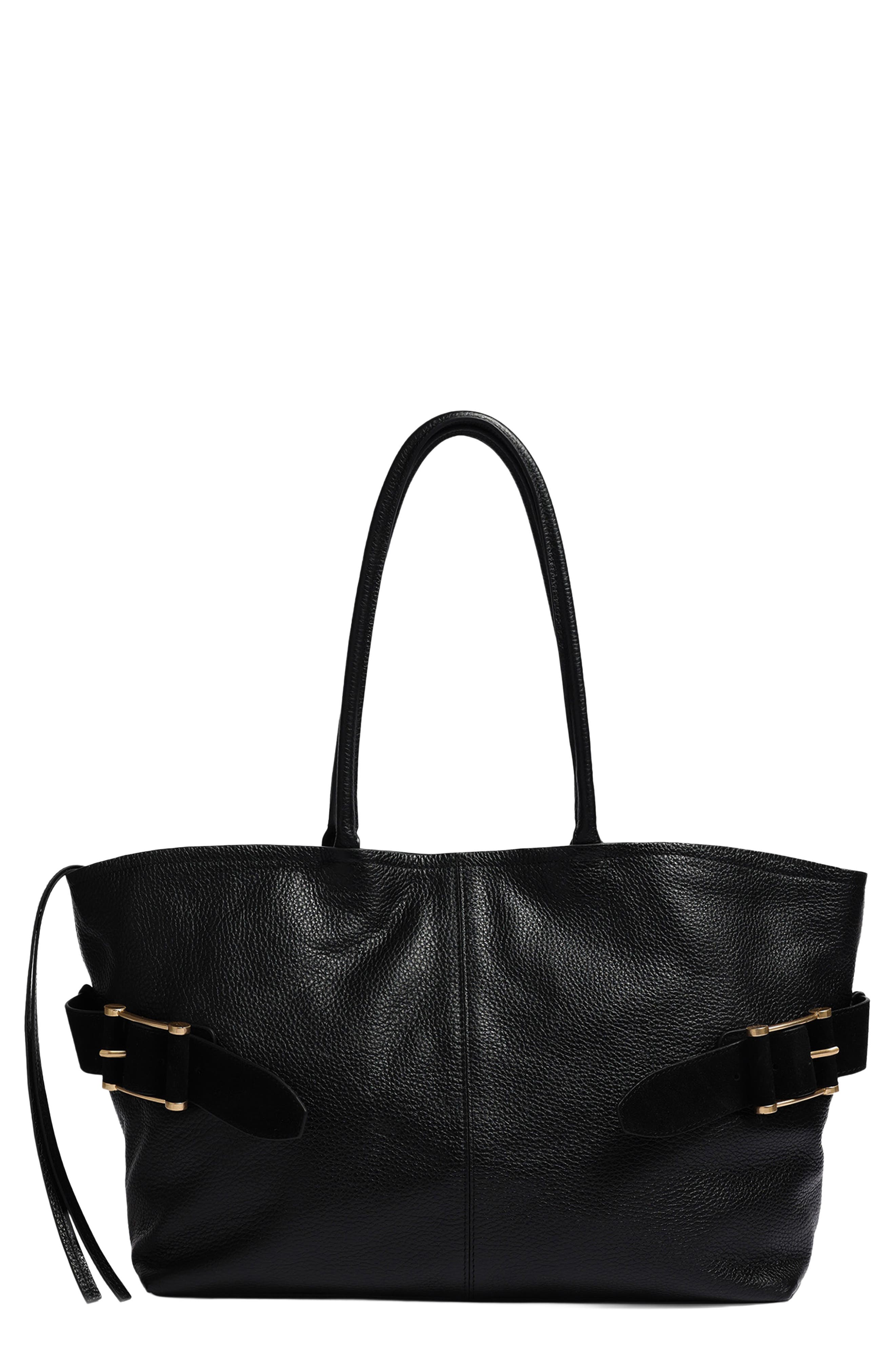 Bowery Leather Tote, Main, color, BLACK