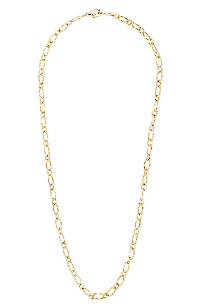 Sterling Forever Textured Oval Link Chain, Alternate, color, Gold
