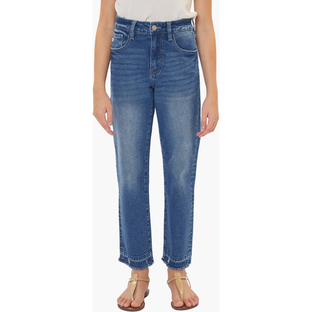 Kancan Royal High Rise Mini Straight Leg Jeans In Blue