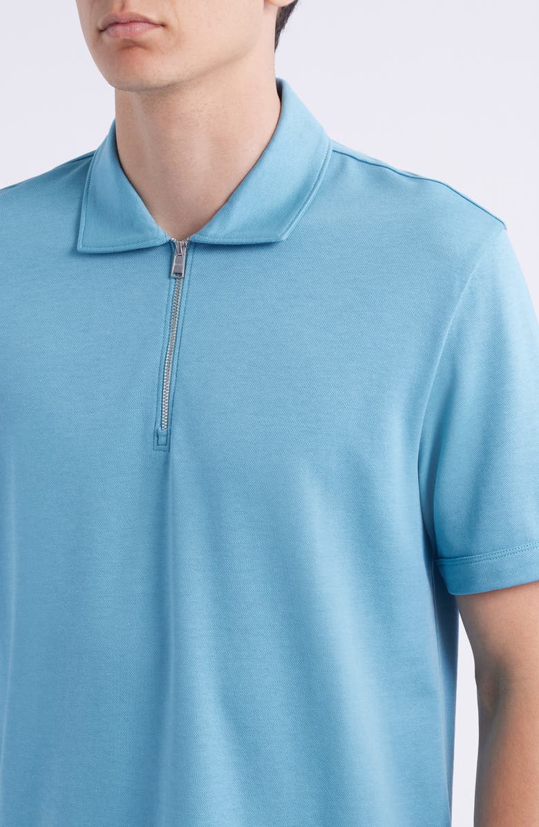 BOSS Paras Quarter Zip Polo, Alternate, color, Open Blue