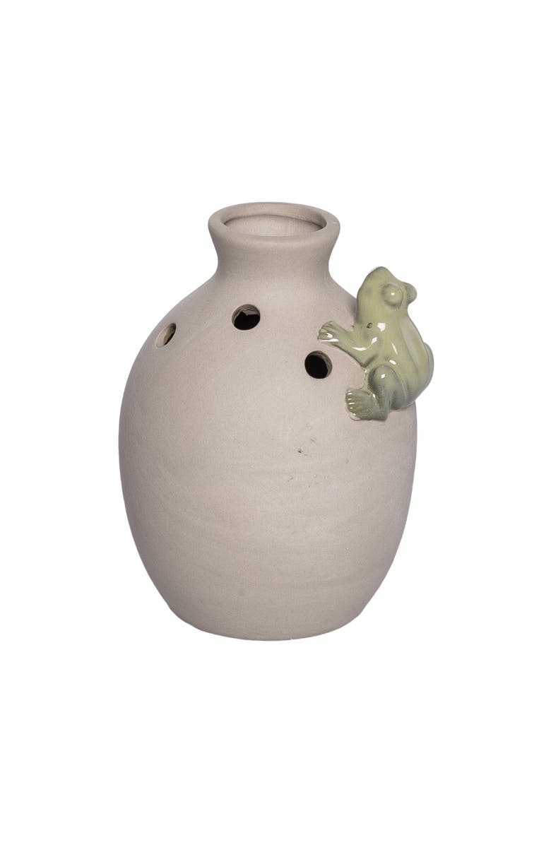 Transpac Ceramic Vase with Frog Med Multicolored for Floral Display and Home Decor, Main, color, Multicolored