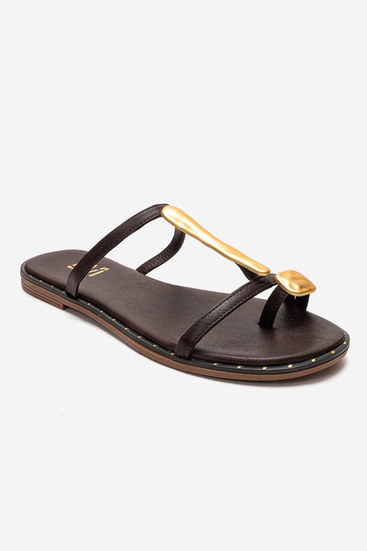 Forever & Always Shoes Tessa Leather Thong Sandal, Alternate, color, Brown