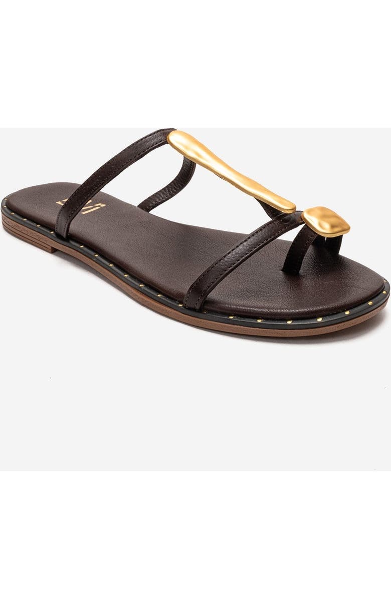 Forever & Always Shoes Tessa Leather Thong Sandal, Alternate, color, Brown