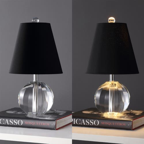 Jonathan Y Goddard 16" Crystal Ball/metal Led Table Lamp In Clear/black