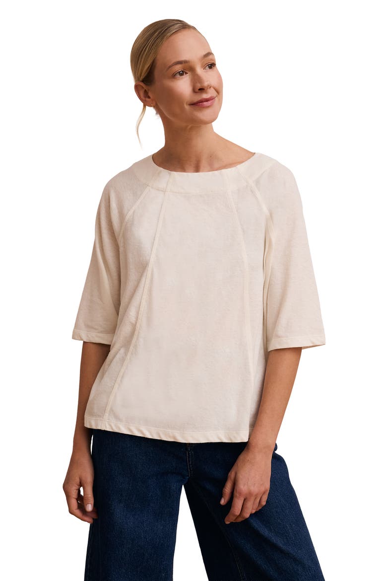 Linen Blend Short Sleeve Swing Top, Main, color, Chalk