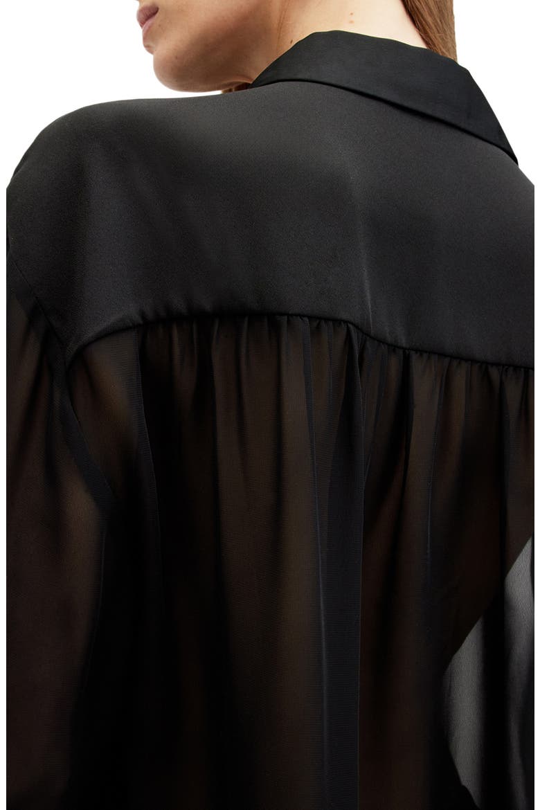 Jody Sheer Button-Up Shirt, Alternate, color, BLACK