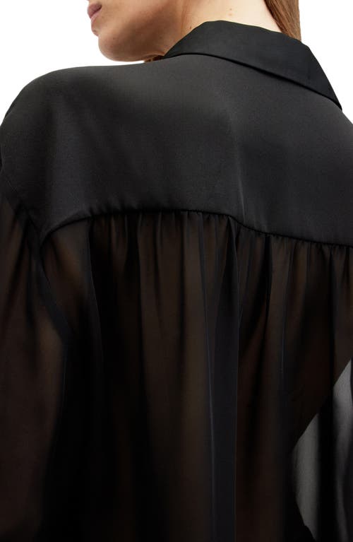 Shop Allsaints Jody Sheer Button-up Shirt In Black