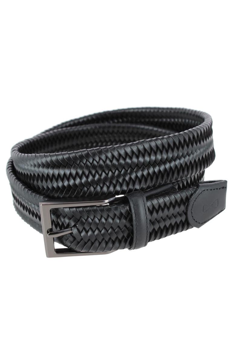 Trafalgar Big and Tall Andres Classic 35MM Leather Stretch Dress Belt, Main, color, Black