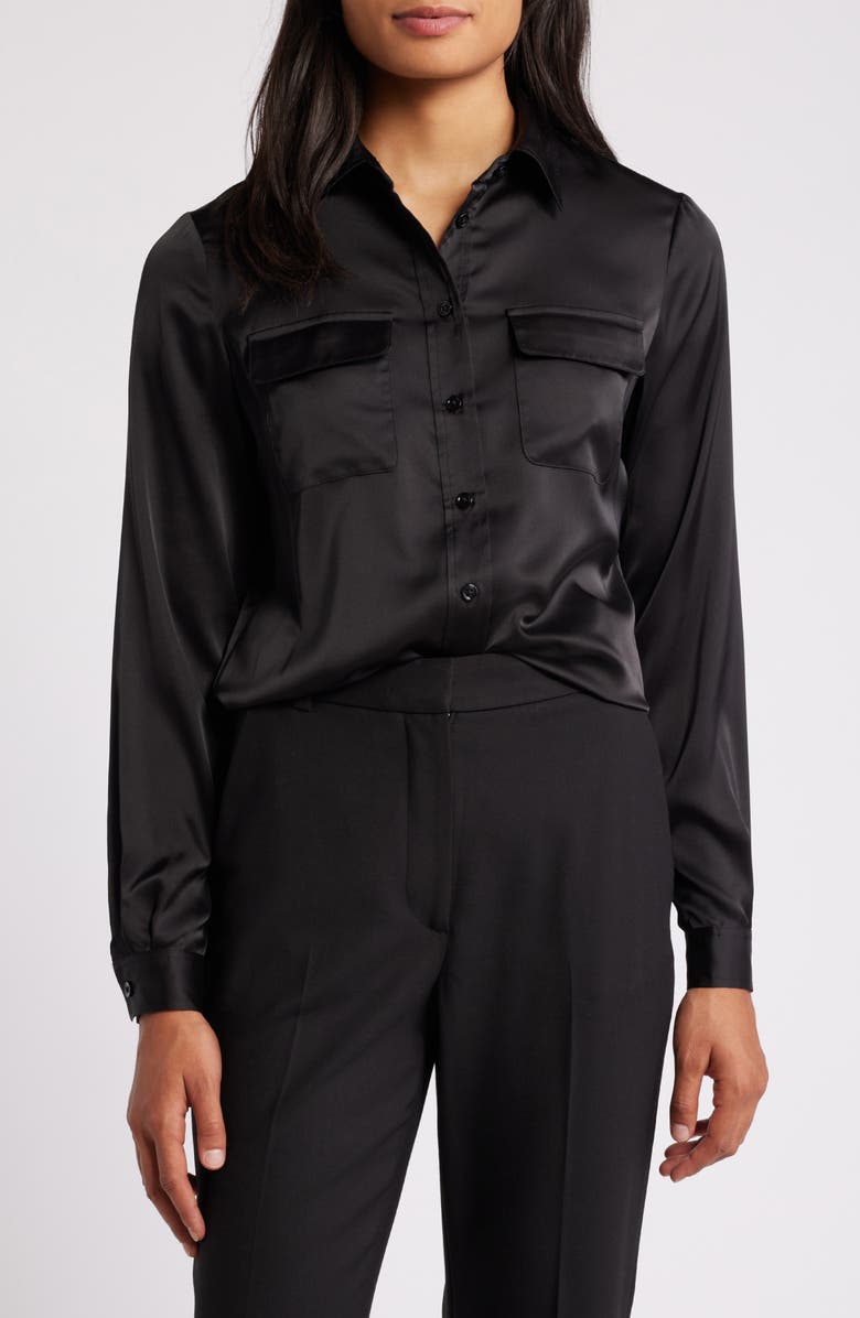 Anne Klein Long Sleeve Button Up Shirt, Main, color, 