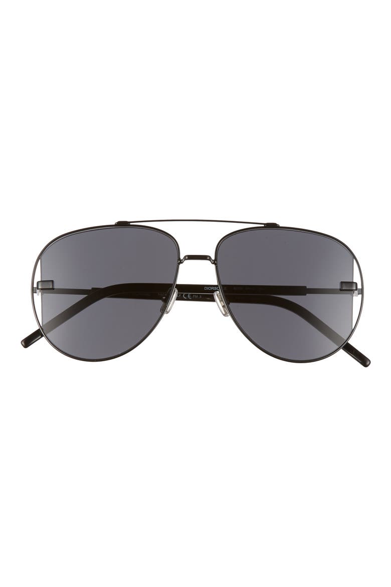 Diorscale 58mm Polarized Aviator Sunglasses, Main, color, BLACK