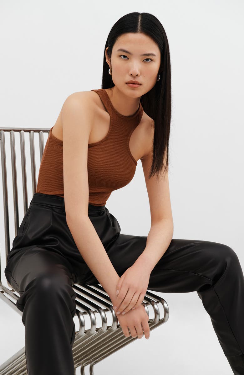 Two Lines by Marcella Chauncey Rib Racerback Tank, Alternate, color, Cinnamon Brown