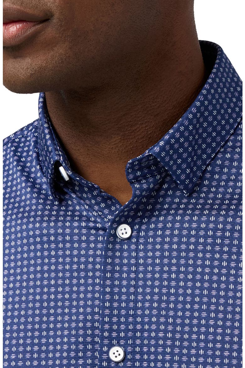 Halyard Trim Fit Geo Pattern Short Sleeve Button-Up Shirt, Alternate, color, MIDNIGHT NAVY CIRCLE DASH