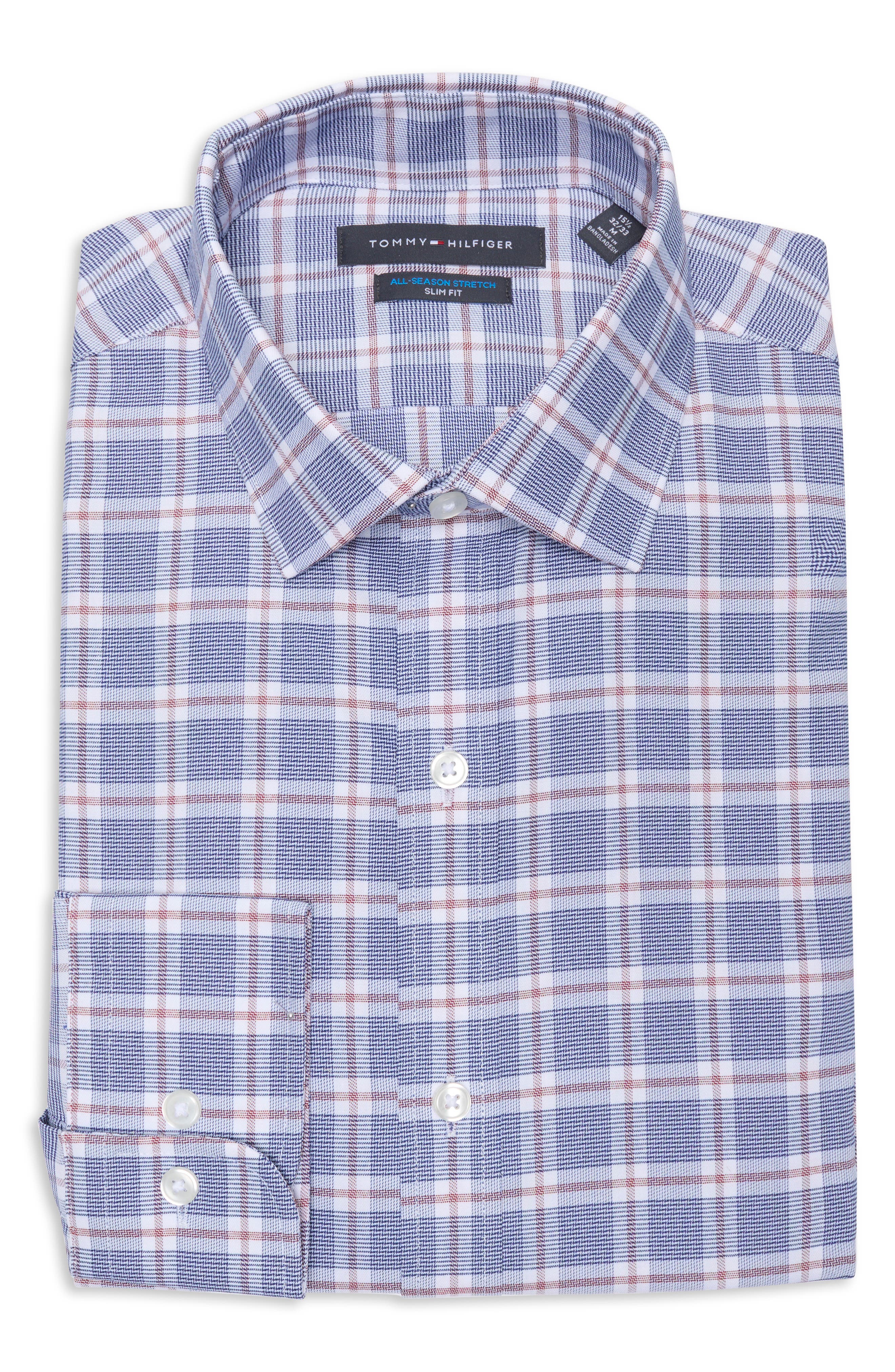 Tommy Hilfiger All Season Slim Fit Plaid Dress Shirt
