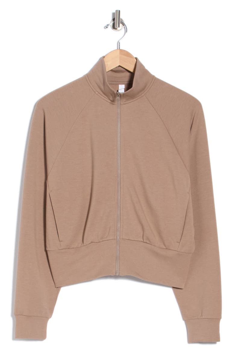 Cozy Whisper Track Jacket, Alternate, color, TAN GREY