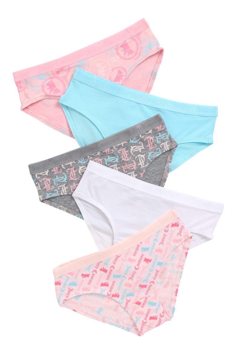 Kids' 5-Pack Stretch Cotton Bikinis, Main, color, SCOTTIE OLD ENG TOSS PRINT