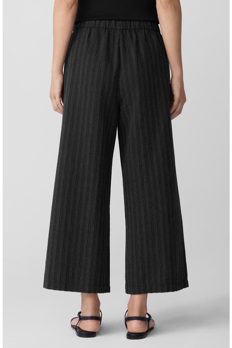 Stripe Organic Cotton Blend Crop Wide Leg Pants, Alternate, color, BLACK