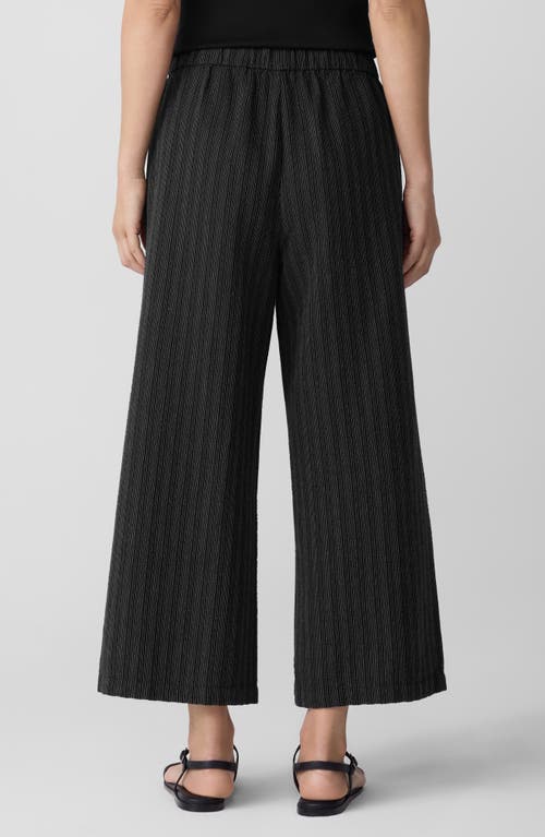 Eileen Fisher Stripe Organic Cotton Blend Crop Wide Leg Pants In Black