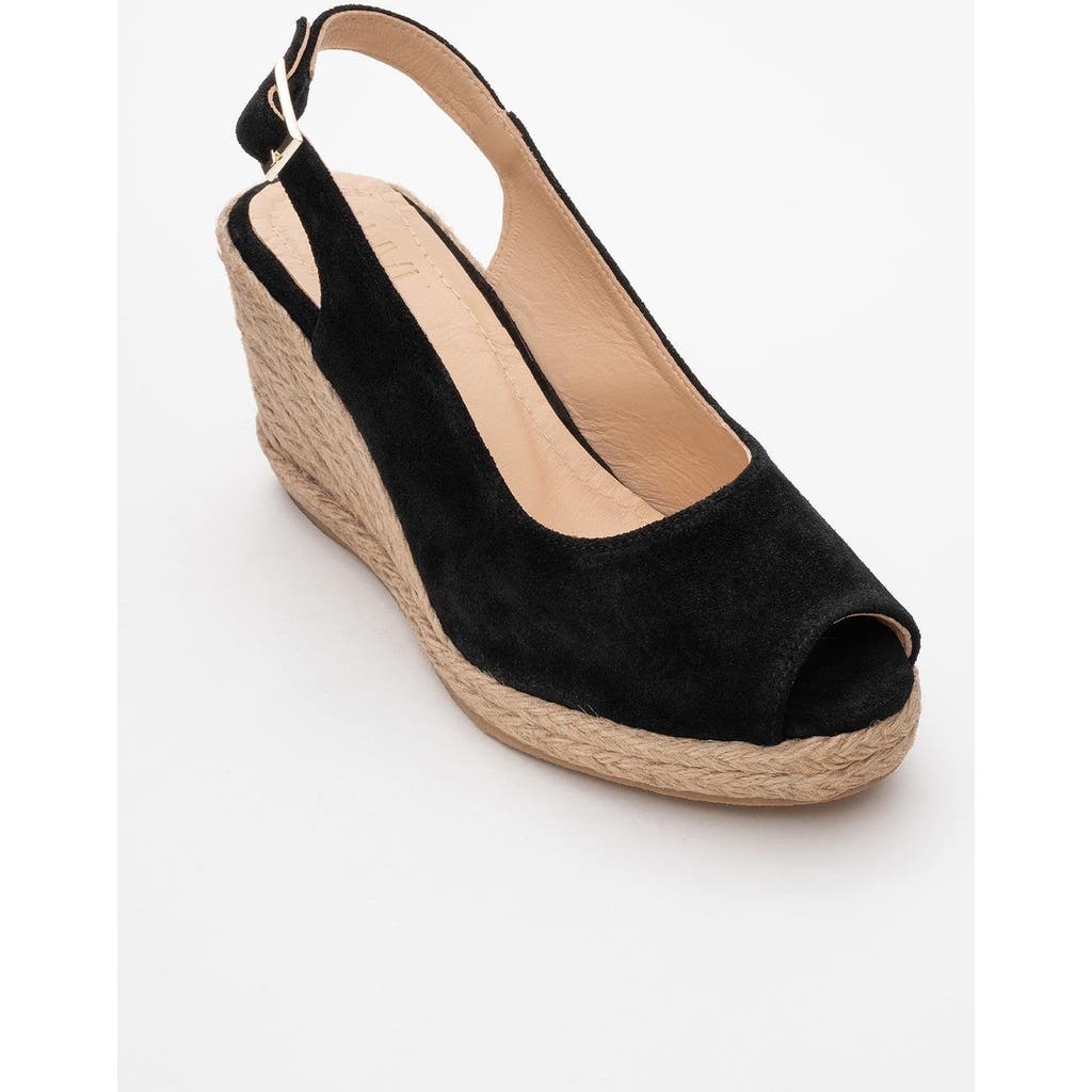 Forever & Always Shoes Ryan Suede Leather Espadrilles In Black Suede Leather