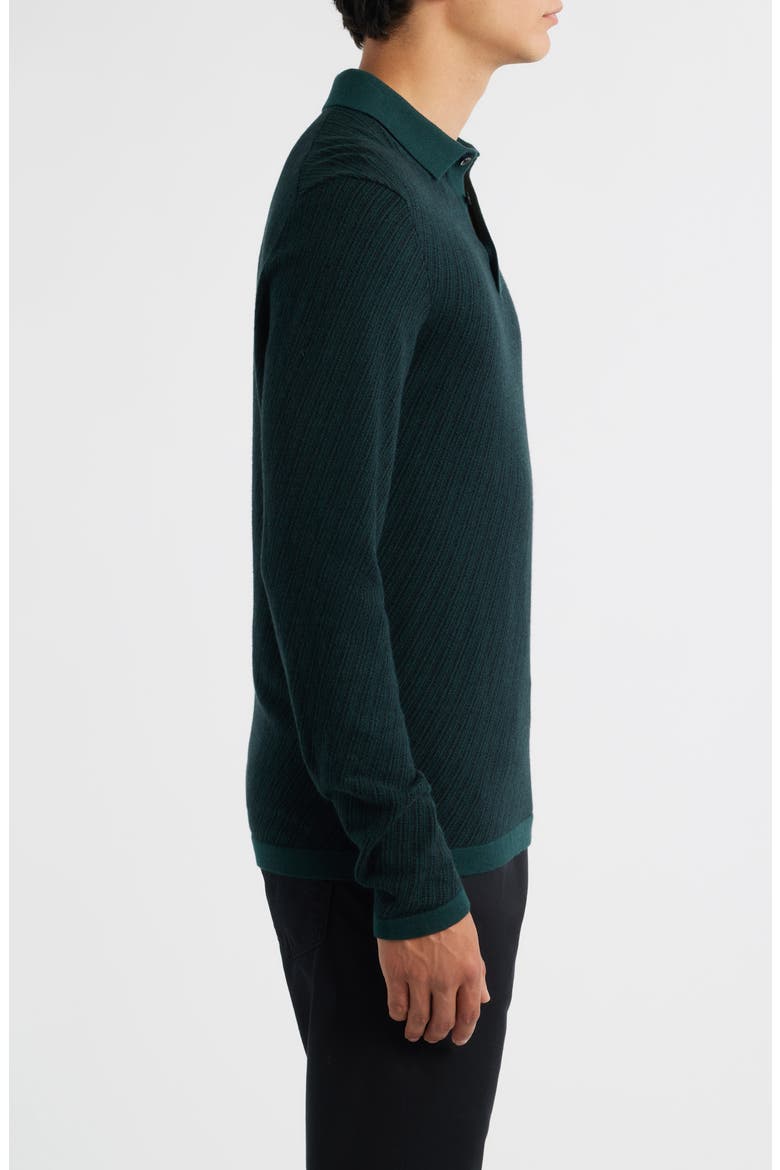 Borja Cotton & Cashmere Long Sleeve Polo, Alternate, color, DEEP GREEN