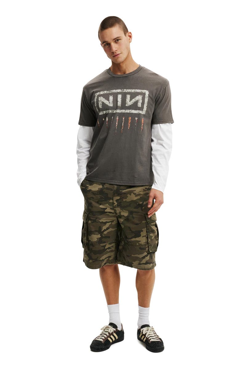 Cotton On Men's Premium Loose Fit Music T-Shirt, Alternate, color, Faded Slate - Nine Inch