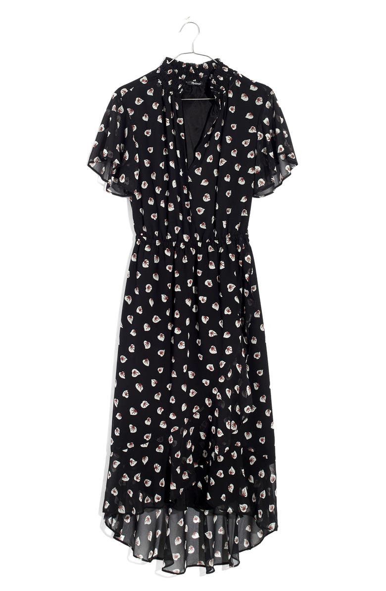 Madewell Amaryllis Ruffle Hem Midi Dress, Alternate, color,