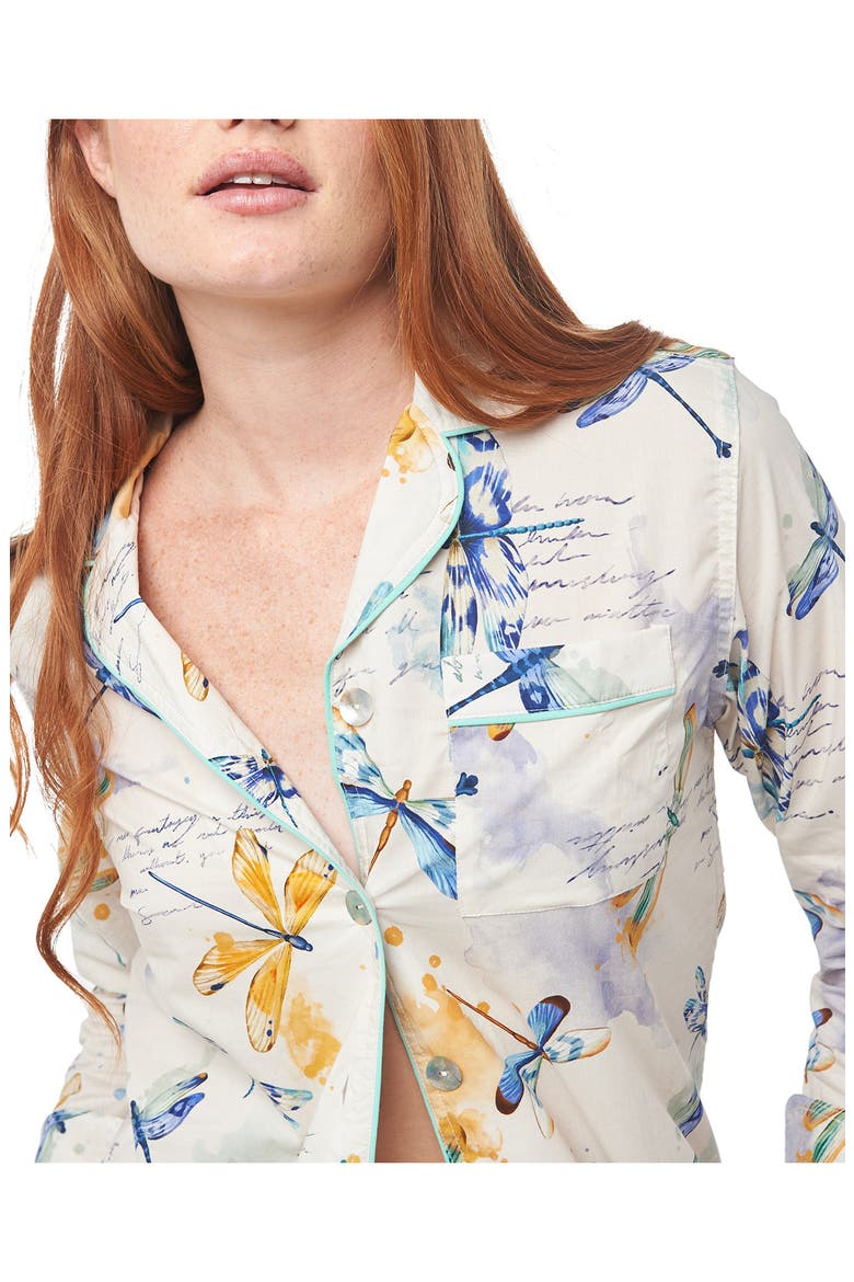 Emma Dragonflies Cotton Pajamas, Alternate, color, WHITE