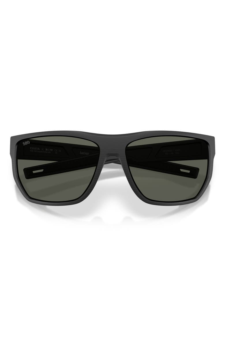 Costa Del Mar Santiago 63mm Oversize Polarized Rectangular Sunglasses, Alternate, color, Netplus Black / Gray 580G