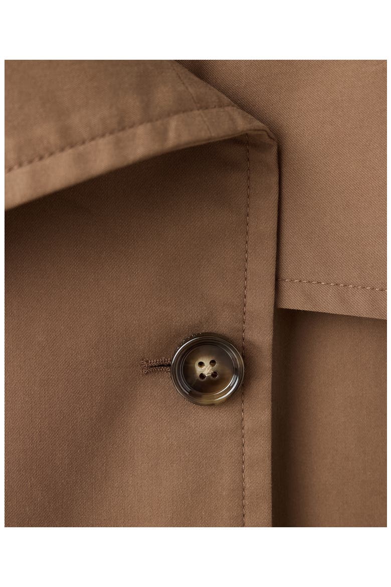 Double Breasted Crop Cotton Blend Trench Coat, Alternate, color, BROWN