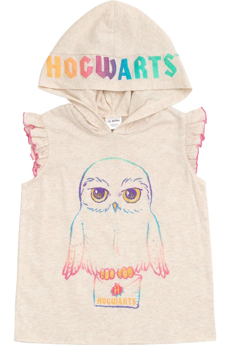 Hedwig Sleeveless Hooded Tank and Shorts Set, Alternate, color, Hedwig Oatmeal Pink