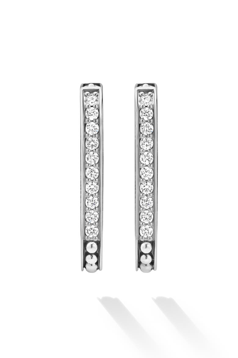 Caviar Spark Linear Diamond Hoop Earrings, Alternate, color, SILVER
