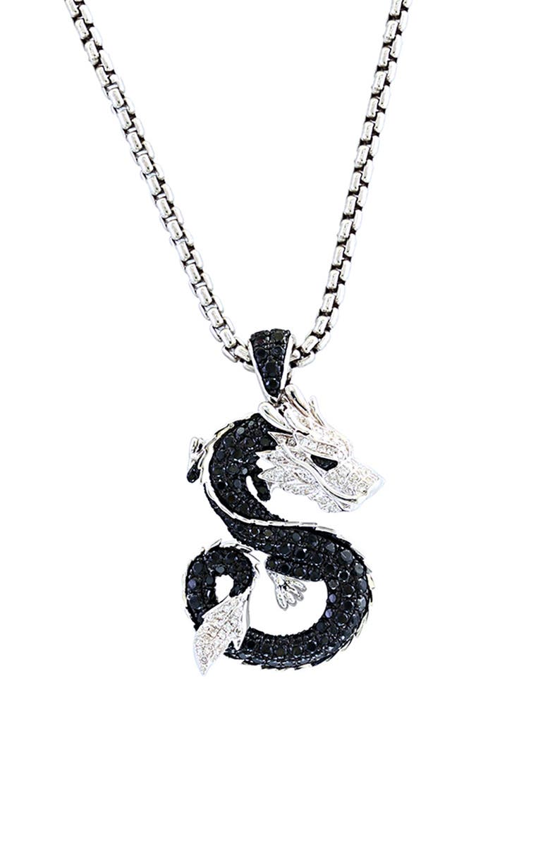 EFFY Black Spinel & Diamond Dragon Pendant Necklace - 0.3ct., Main, color, 